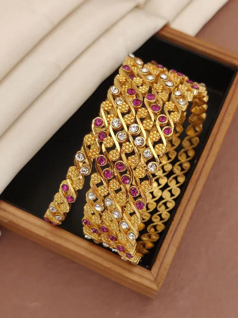 Fancy Micro Gold Plating Bangles Daily Wear Wholesale Market

